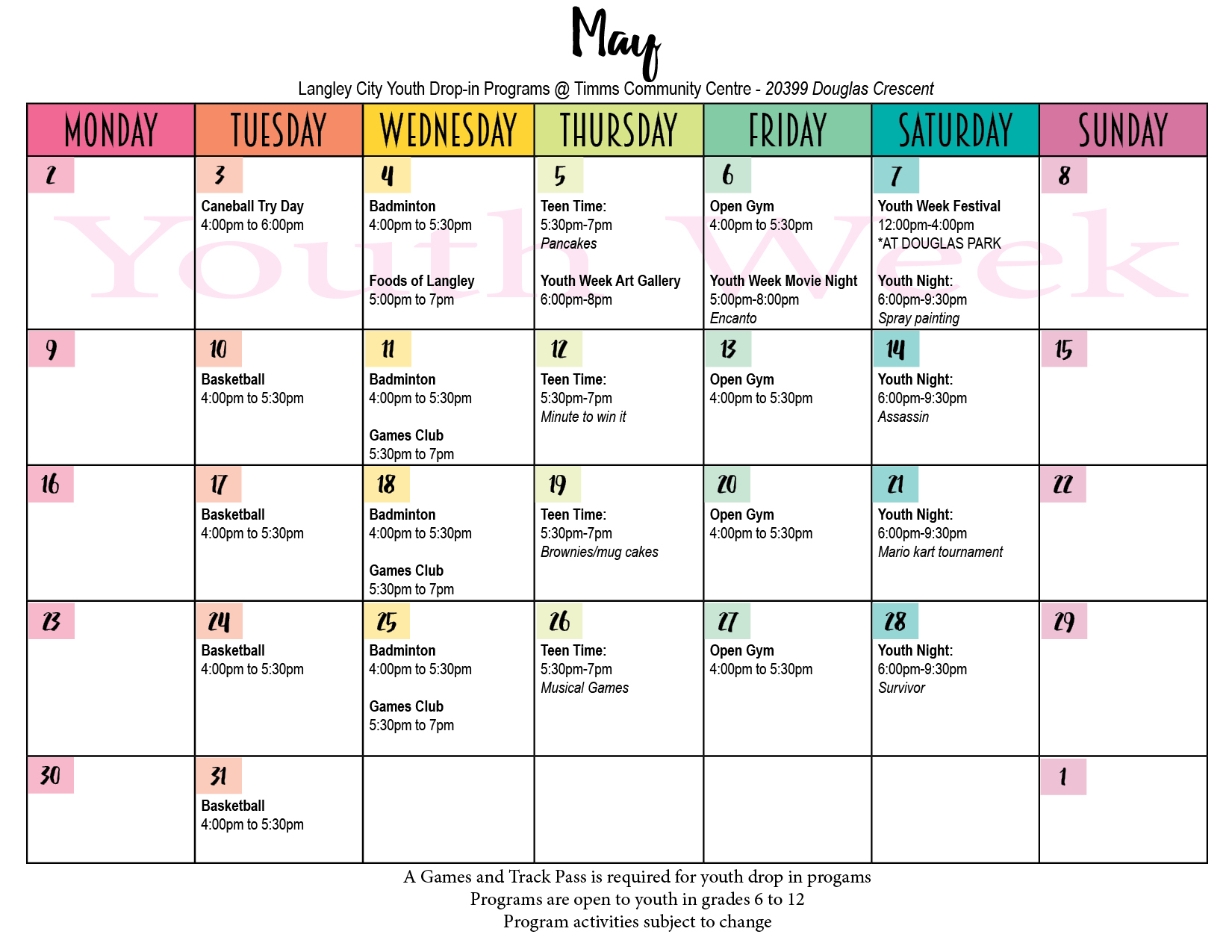 May Calendar 