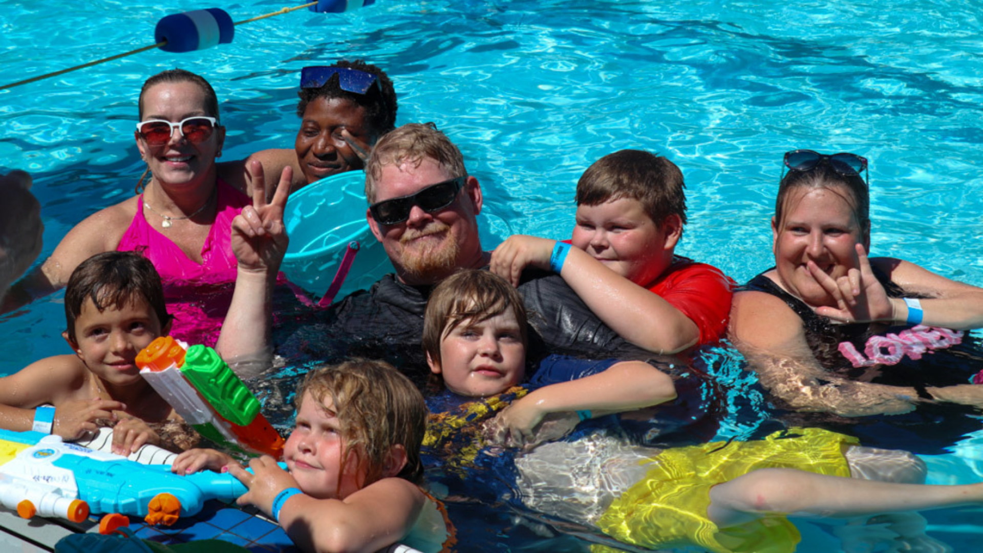 Family enjoying their day at Al Anderson Memorial Pool in Langley City