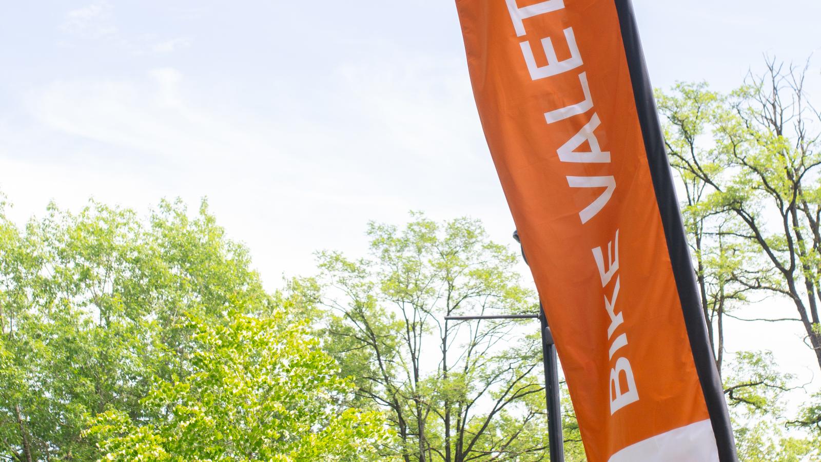 Bike Valet Tear Drop Sign at Douglas Park