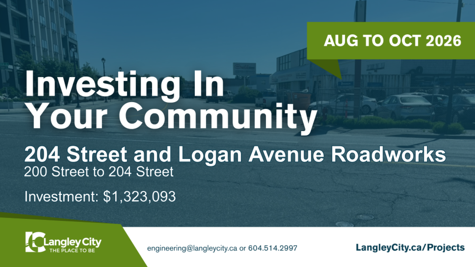 204 Street and Logan Avenue Roadworks - Capital Project Sign