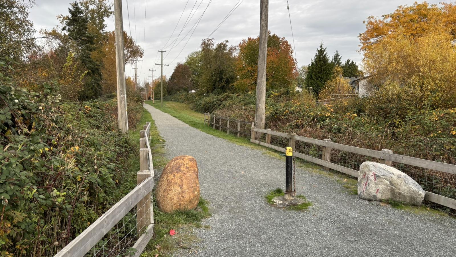 Before: Michaud Greenway Trail with gravel surface area (unpaved)