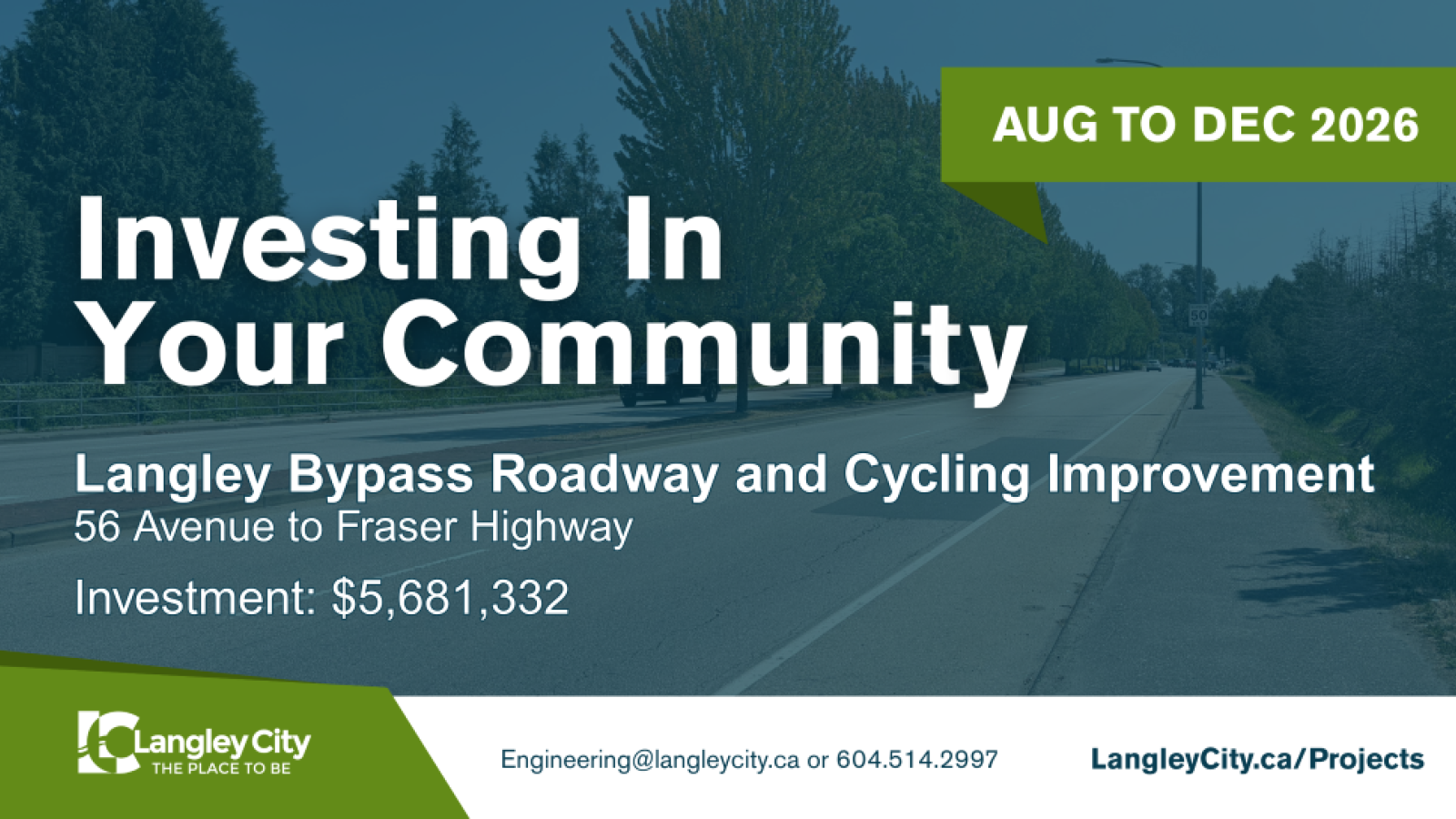 Langley Bypass Roadway and Cycling Improvement Capital Project Sign