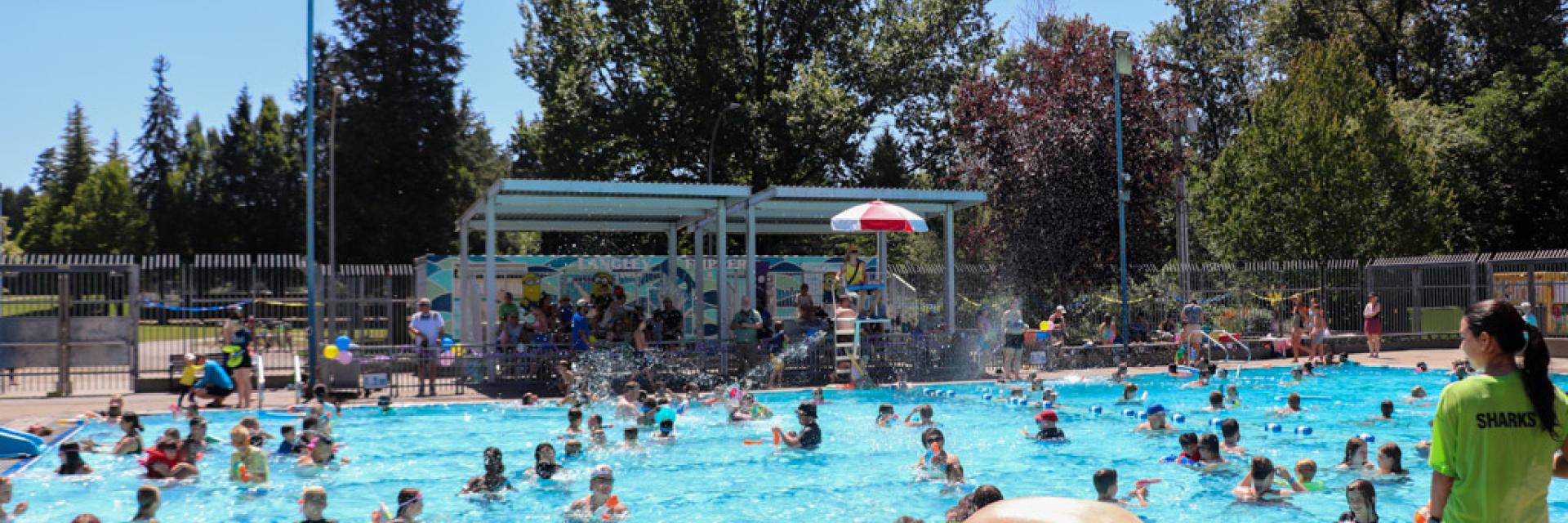Busy public swim at our outdoor pool