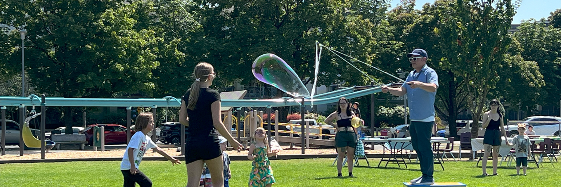 bubble blowing at Linwood Park
