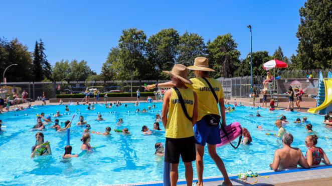 Lifeguards overlooking Al Anderson Memorial Pool