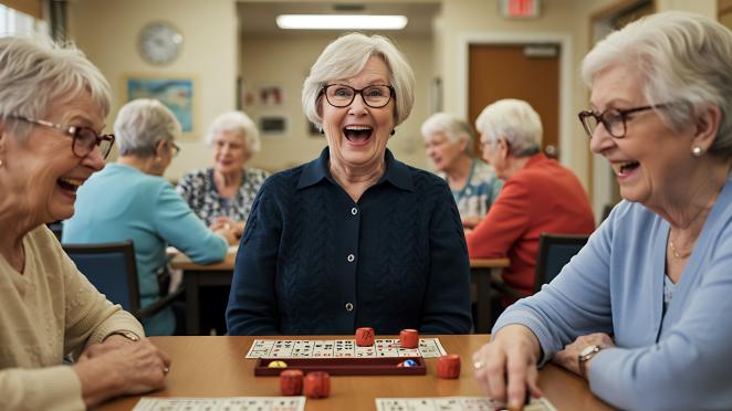 Three senior ladies playing bingo.
