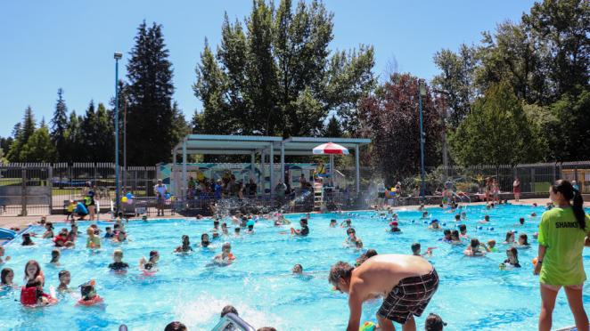 Busy public swim at our outdoor pool
