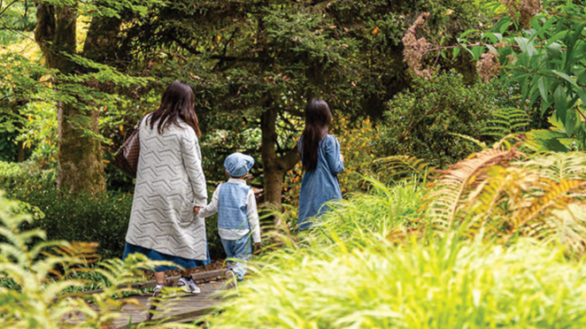 Family Walking at Sendall gardens