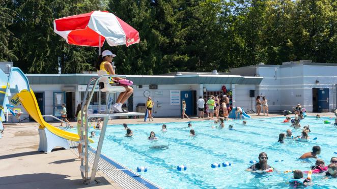 Lifeguard watching over Al Anderson Memorial Pool