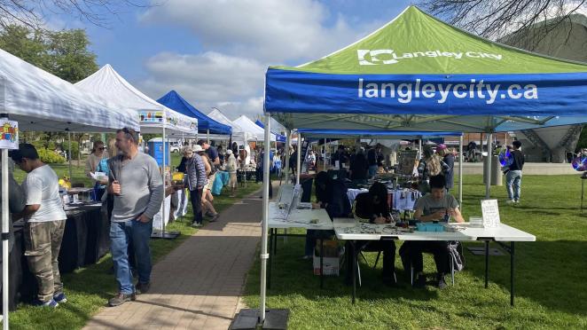 Tents set up at Earth Day