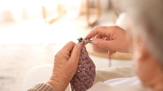 a senior learning to crochet