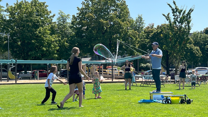 bubble blowing at Linwood Park
