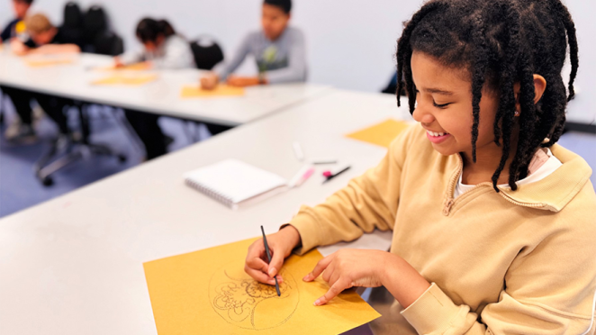 Little girl doing art