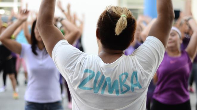 instructor teaching Zumba