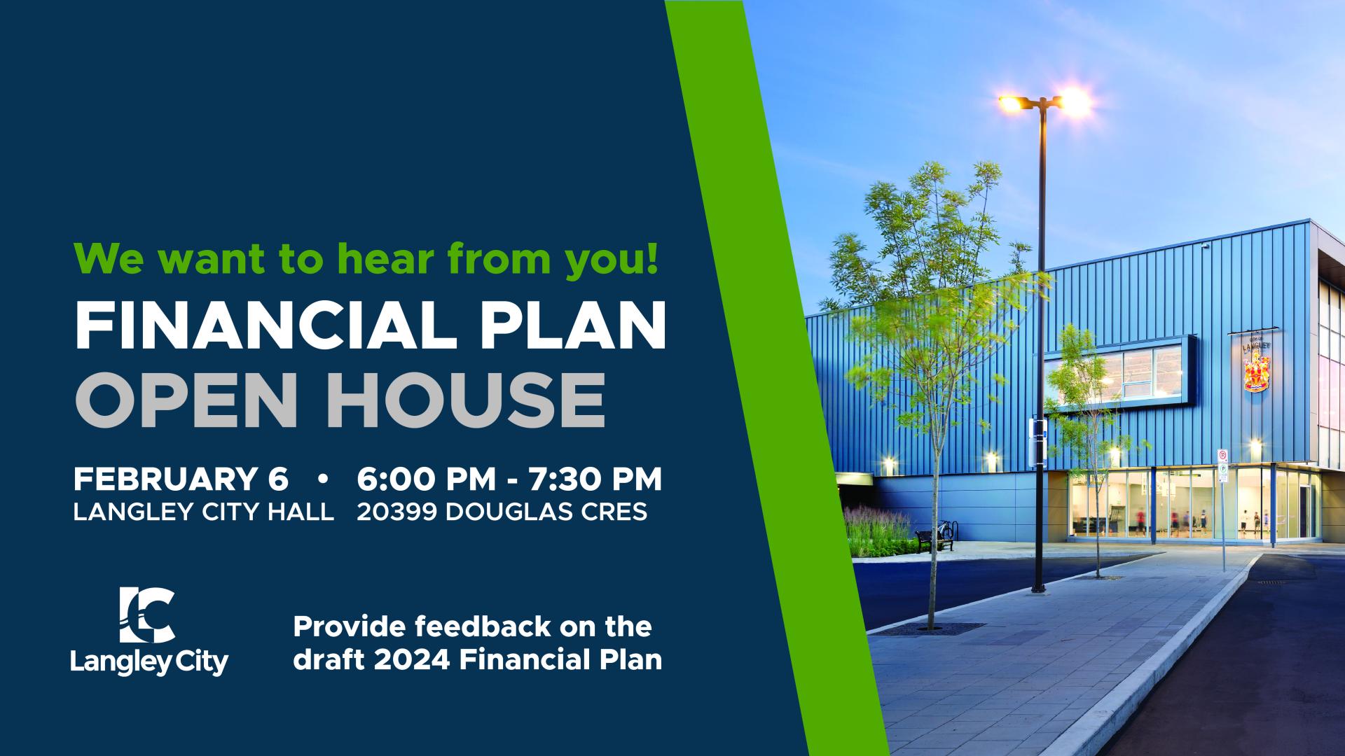 Financial Plan Open House poster