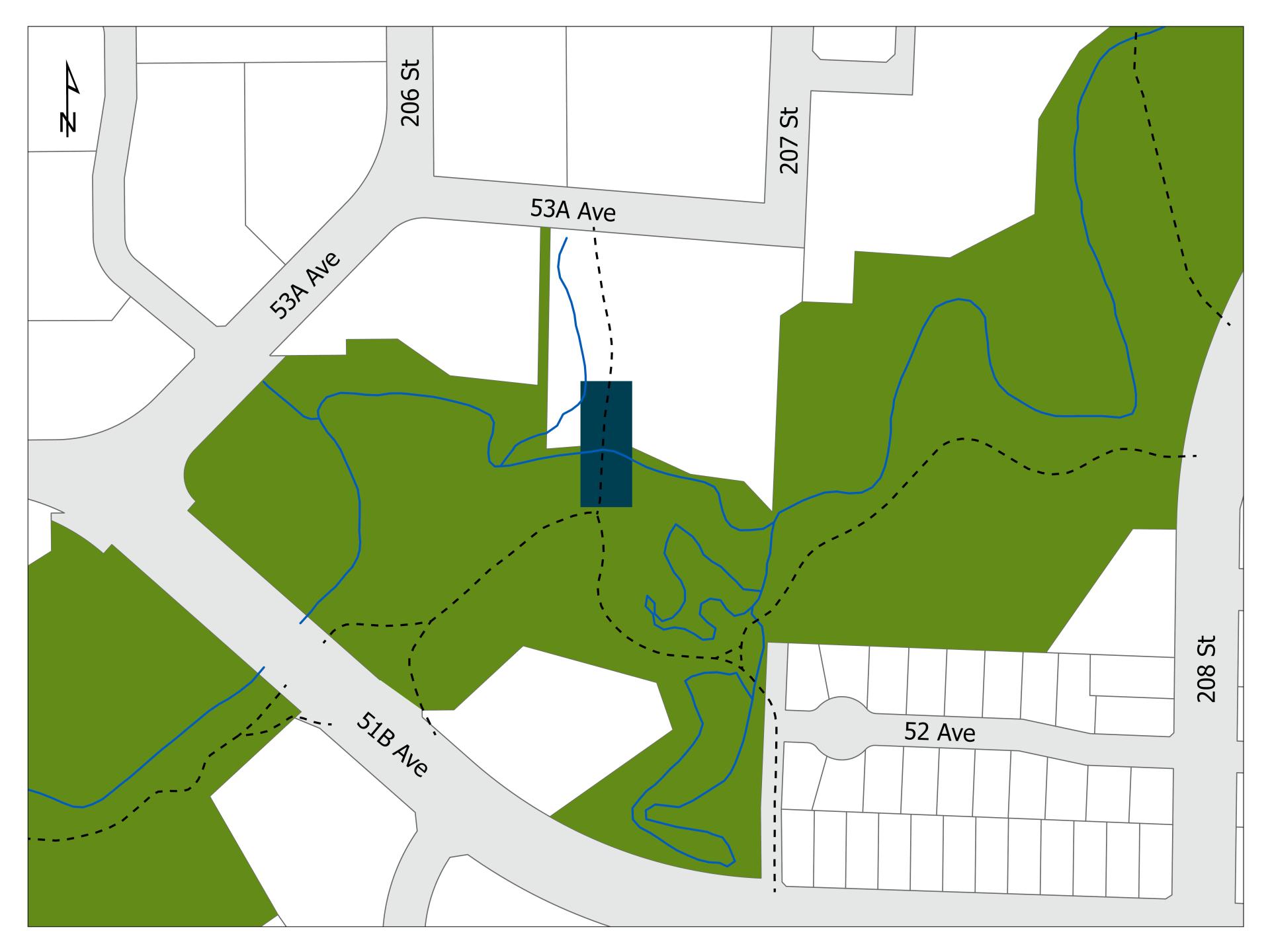 206 and 53A Pedestrian Bridge Map